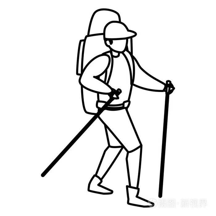 有攀岩设备的年轻人