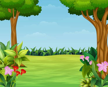 洛基卡通有美丽公园的自然景象卡通照片