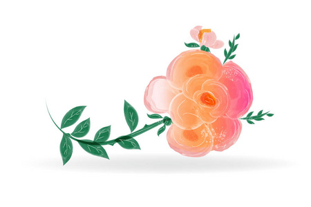 水彩画玫瑰花标志设计模板