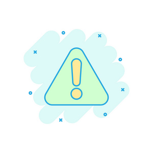 危险警报矢量卡通插图象形图. 谨慎风险业务概念飞溅效应.照片