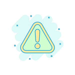 危险警报矢量卡通插图象形图. 谨慎风险业务概念飞溅效应.照片