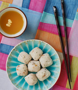 亚洲食物庆旦米饼和甜南瓜图片