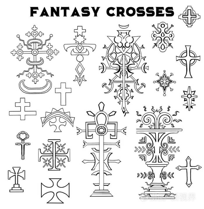 黑白收藏的幻想十字架.