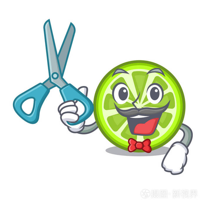 卡通玻璃矢量插图中的巴伯绿柠檬片