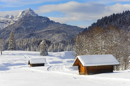 巴伐利亚冬季田园风光