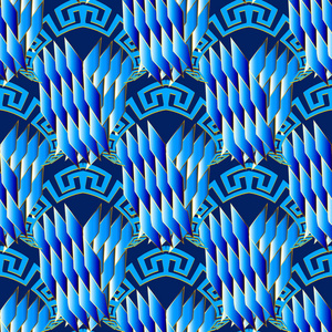 几何形状,菱形.希腊钥匙蜿蜒3d装饰.质感的观赏现代背景.