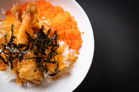 虾仁天妇罗饭碗虾蛋海草日本菜式