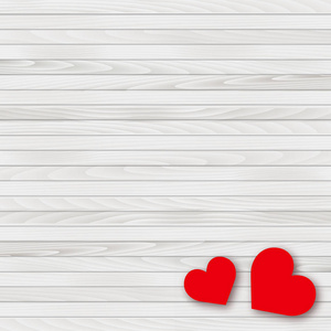 情人节快乐的背景与红色的心在木质。向量