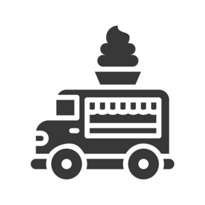软服务卡车矢量，食品卡车实体设计图标