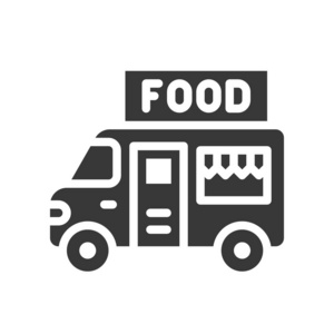 食品卡车矢量图，立体设计图标