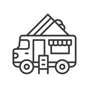 三明治卡车矢量食品卡车线设计可编辑行程图标