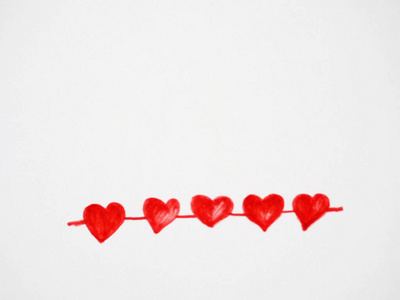 红心爱情人节标志白色背景