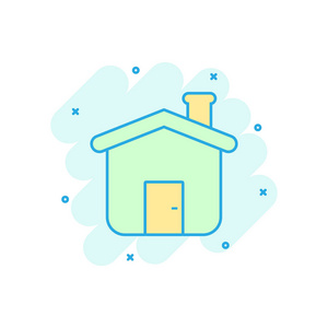 家庭公寓矢量卡通插图象形图. 住宅商业理念飞溅效应.照片