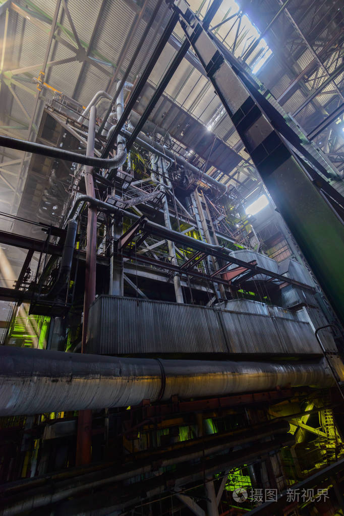 火电厂工业锅炉内部视图