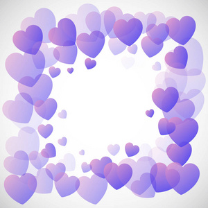 s Day background with purple hearts frame