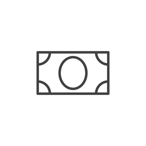 货币线图标轮廓矢量符号线性样式象形文字隔离在白色上。 符号标志插图。 可编辑笔画。 像素完美