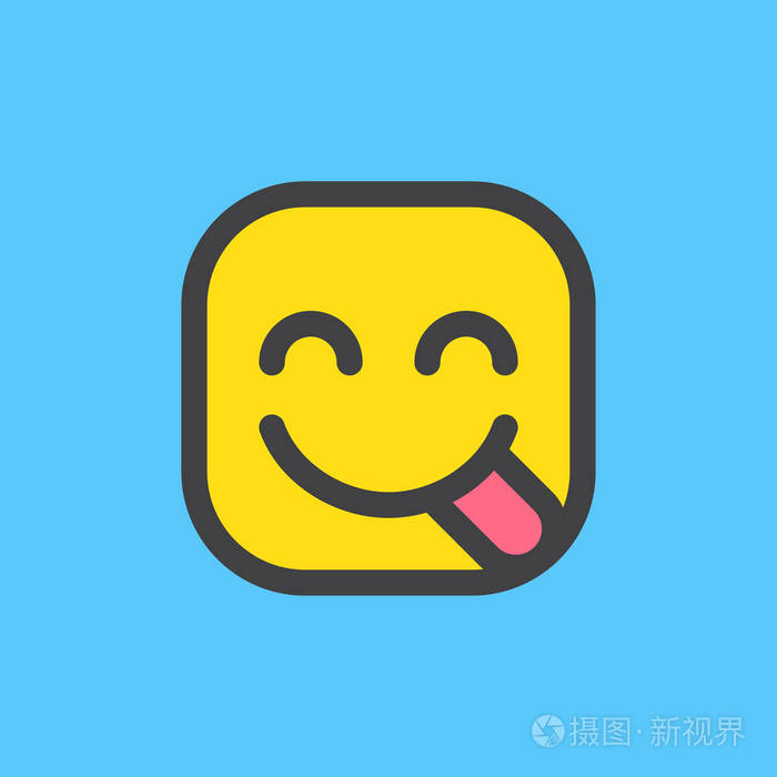 面对品尝美味的食物饥饿的表情填充轮廓图标彩色矢量表情符号