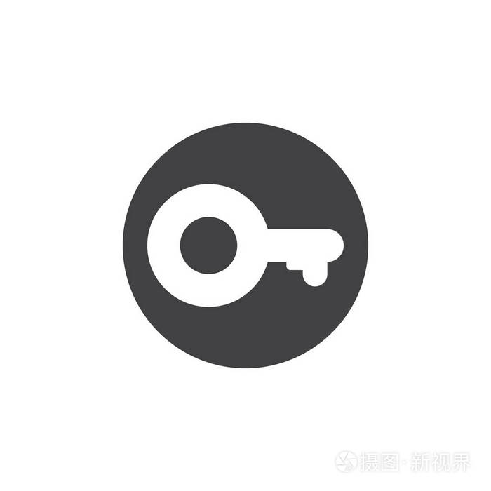 密钥密码平面图标圆形简单按钮圆形矢量符号平式设计