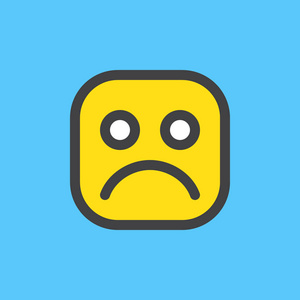 愁眉苦脸的表情. 填充轮廓图标彩色矢量表情符号照片