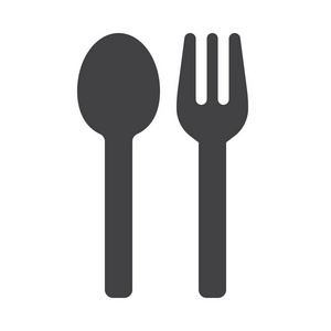 菜单勺子和叉子图标矢量填充平面标志固体象形文字隔离在白色上。 符号标志标志插图