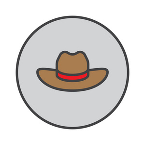 s Cowboy Hat filled outline icon, round colorful vector sign, ci