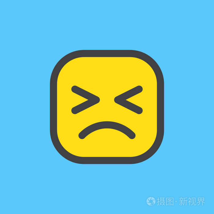 坚持不懈的脸无助的脸表情填充轮廓图标彩色矢量表情符号