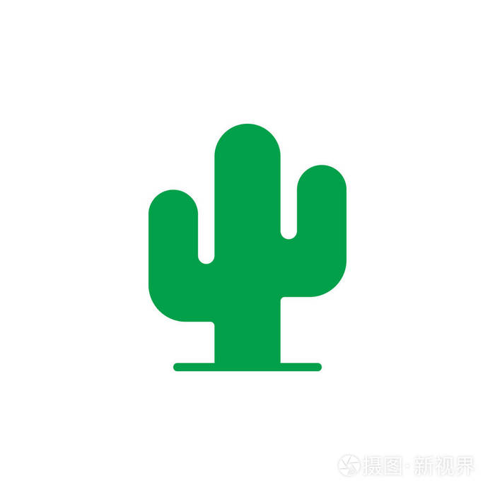 植物仙人掌图标矢量填充平标实心彩色象形文字隔离在白色上符号标志