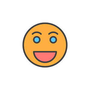 笑脸快乐微笑表情符号填充轮廓图标线矢量符号线彩色象形文字.