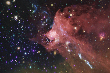 星系恒星和星云在可怕的空间图像。 五颜六色的科幻壁纸。 这幅图像的元素由美国宇航局提供。