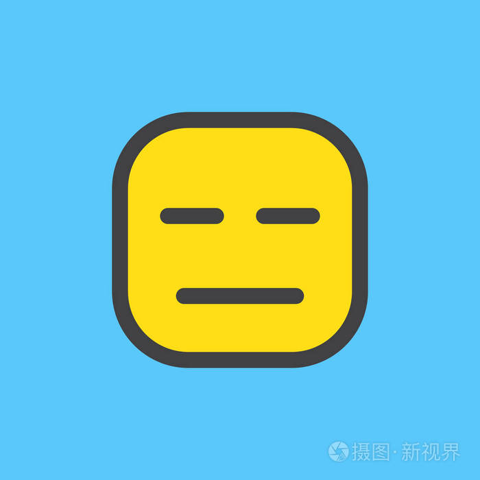 面无表情的表情符号填充轮廓图标彩色矢量表情符号