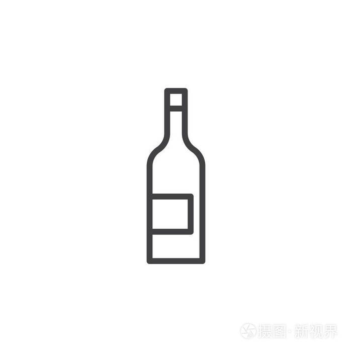 酒瓶线图标轮廓矢量符号线性风格象形文字隔离在白色上.