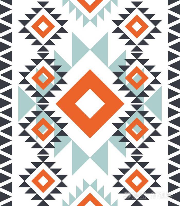 纳瓦霍模式矢量民间美国几何无缝装饰纺织书籍的装饰和设计元素涵盖