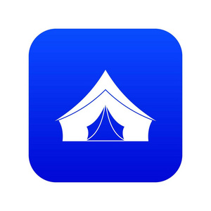 帐篷与三角形屋顶图标数字蓝色