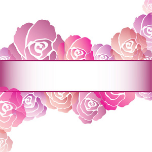 粉红色玫瑰老式邀请卡背景设计插图
