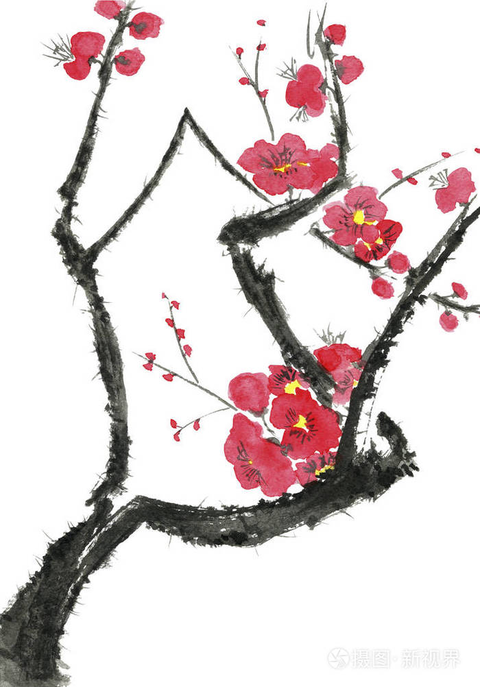 水彩和水墨插图的风格相扑. 东方传统绘画.