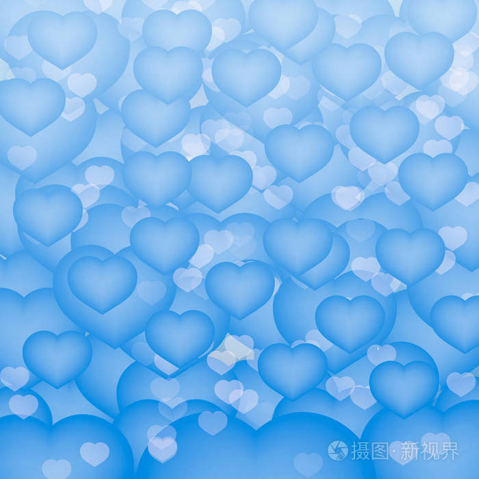 浅蓝色的三维背景心在云天情人节贺卡bachdrop浪漫的矢量图