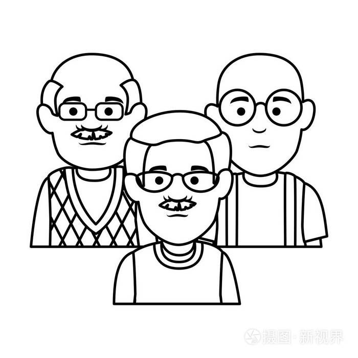 可爱的祖父头像字符插画-正版商用图片16wp91-摄图新视界