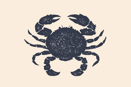 复古标志,复古印刷,布奇肉店海报,螃蟹剪影.肉商,肉店的logo模板.