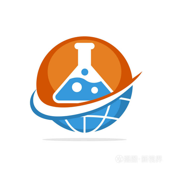 带有全球实验室研究管理概念的矢量插图图标