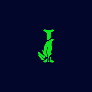 字母I叶自然生态绿色标志模板插图