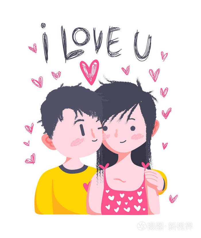 可爱的情人情人夫妇涂鸦