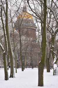 s Cathedral and Alexander garden in Saint Petersburg, Russia.