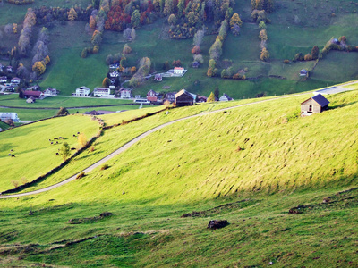 瑞士圣加伦州瑟河流域阿尔特圣约翰的农村农场和传统建筑