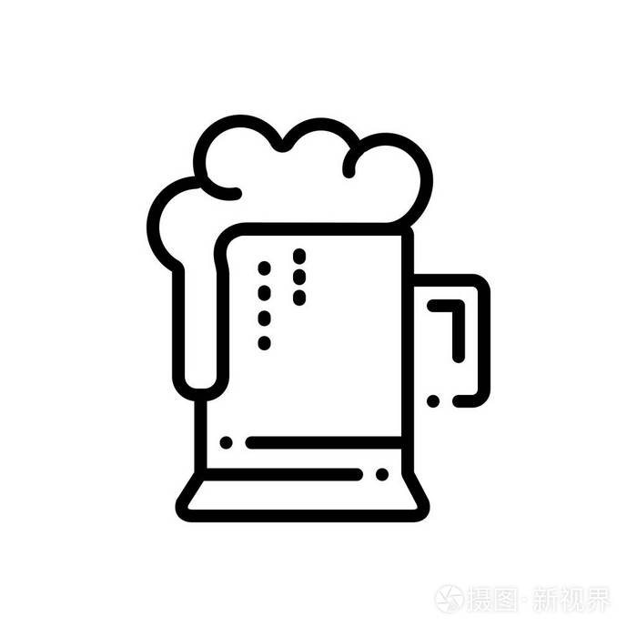 啤酒杯黑线图标插画-正版商用图片16x23b-摄图新视界