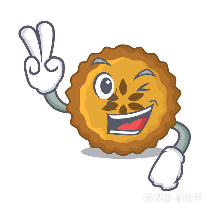 卡通桌上的两个手指苹果派矢量插图