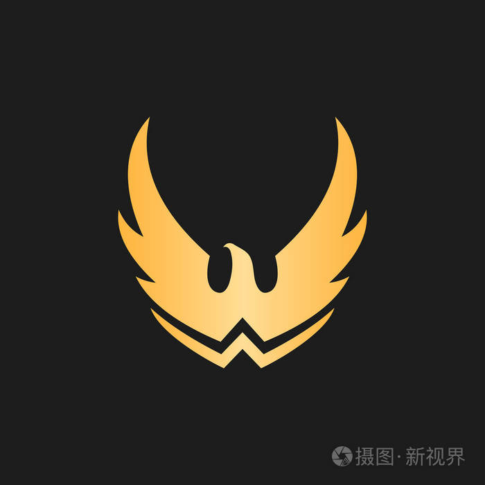 金鹰标志展开翅膀豪华极简矢量图标