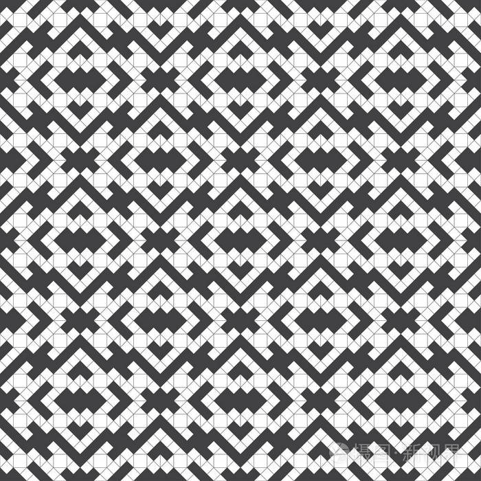 无缝图案. 时尚的重复几何纹理. 现代薄线性网格在孟菲斯风格.