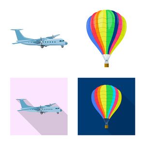 平面和交通标志的矢量设计。网络中的飞机和天空股票符号的收集