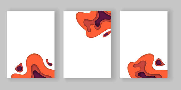 三维抽象背景A4横幅剪纸风格剪波。 鲜艳的颜色。 海报横幅传单的矢量设计。