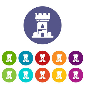 城堡塔图标设置向量颜色